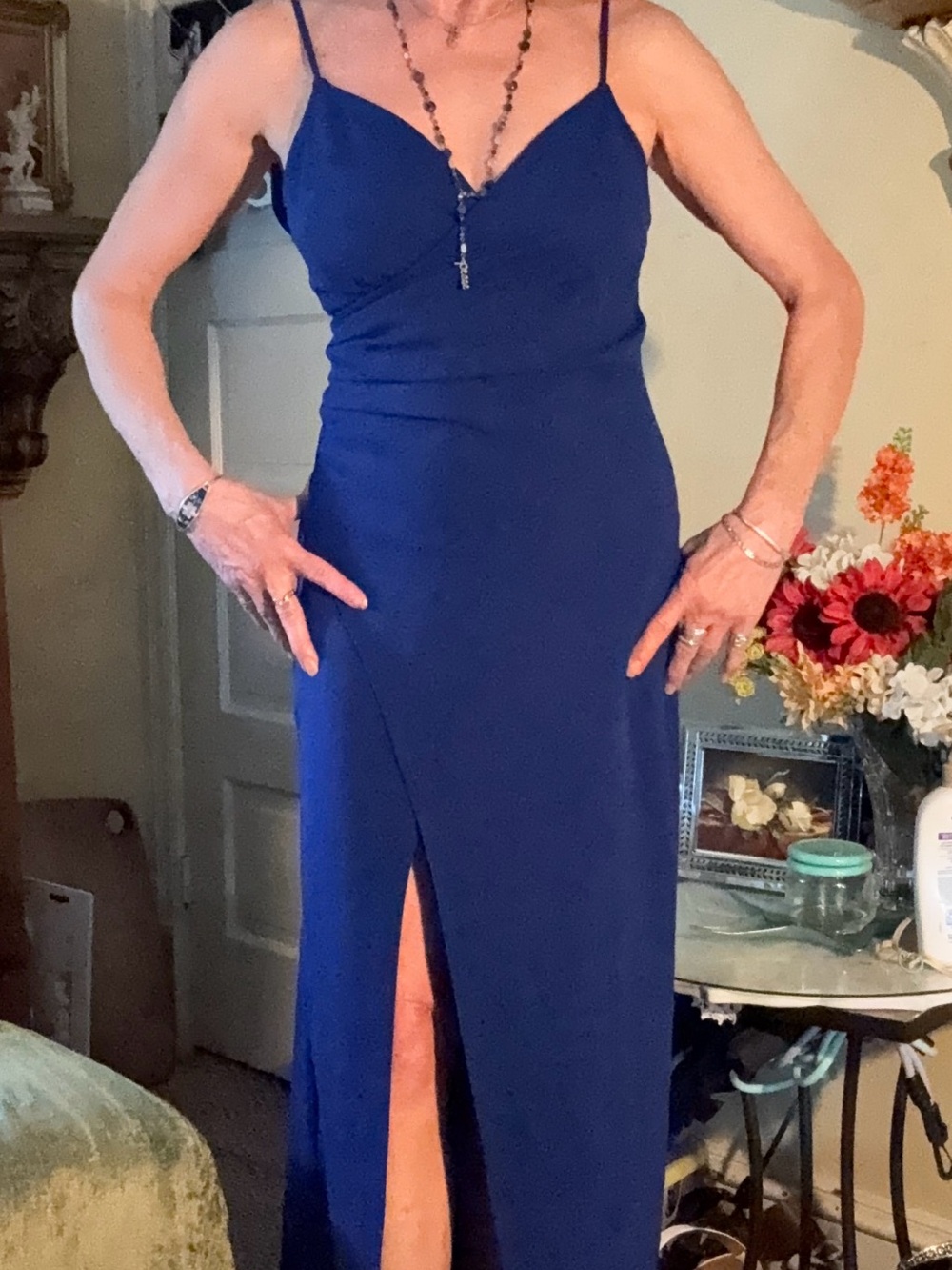 Elegant Royal Blue Spaghetti-Strap Evening Dress